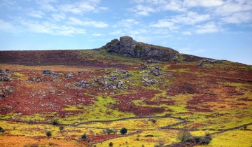 A rocky outcrop on a hill in a national park
