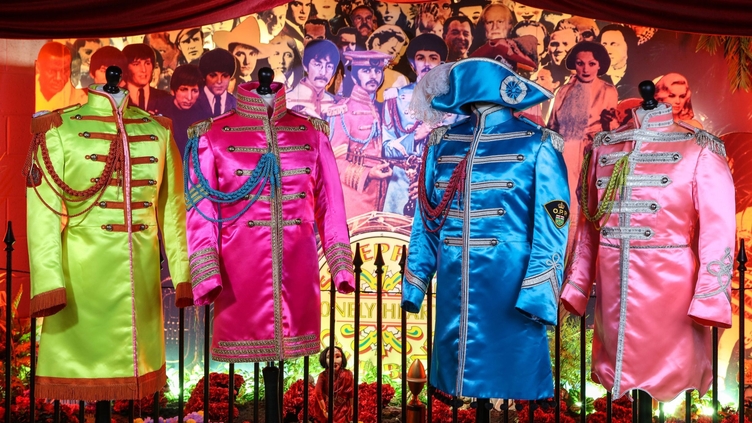 Colourful costumes inside a museum exhibit