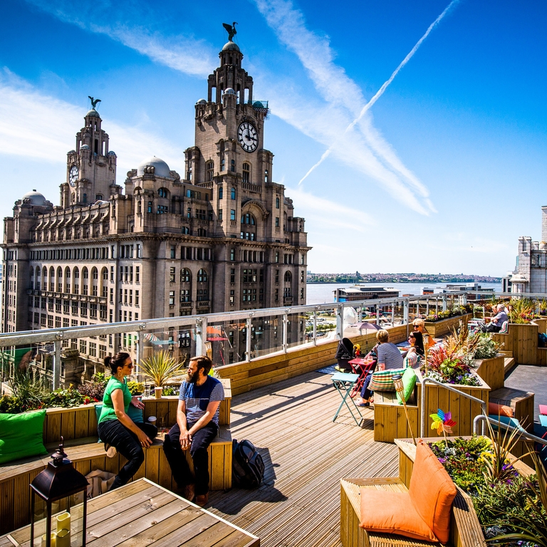 Rooftop of Oh me oh my restaurant in Liverpool