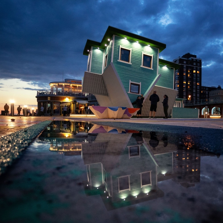 Upside down house in Brighton, East Sussex, England