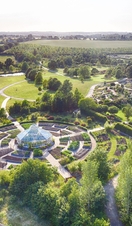 aerial view of gardens in the summer