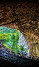 View of the Peak Cavern in Castleton, Derbyshire, England