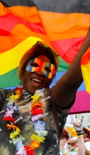 A parade goer during Pride in London in July 2019