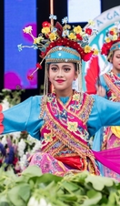 A group of performers on stage as part of Llangollen International Musical Eisteddfod