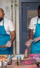 A group of people on a graffiti workshop at Graft in Bristol