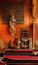 An inside view of some exhibits in the South Asia Museum in Norwich