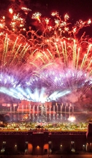 The grand firework finale of Kynren, a live outdoor historical family show, exploring 2000 years of British history