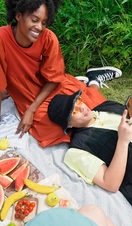 Friends enjoying a picnic on Spring day