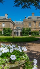 View of Melbourne Hall on a sunny day, South Derbyshire, Derbyshire, England, United Kingdom, Europe