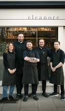 Team standing outside front of the Eleanore restaurant, Edinburgh