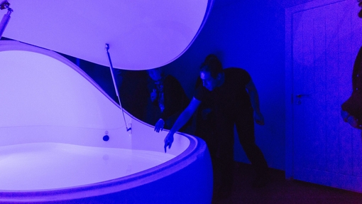 A floatation tank being prepared for a spa treatment at The Floating Spa in Birmingham