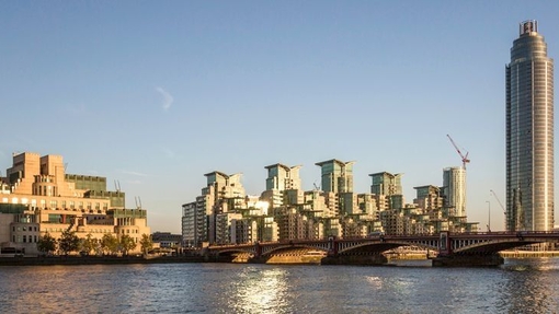 View of Vauxhall from across the River Thames, London