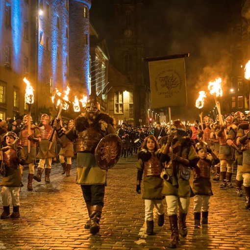 Vikings in a torchlight procession, Edinburgh's Hogmanay celebrations