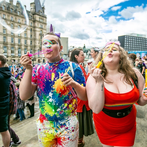 A crowd of people celebrating Liverpool Pride