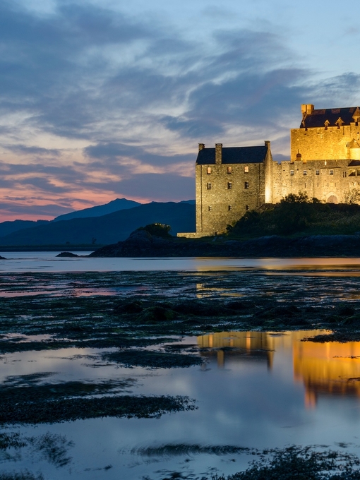 Aerial view of castle and surrounding countryside