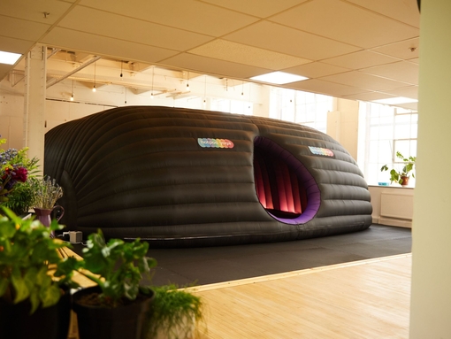 A hot pod yoga pod in Leicester, designed for hot yoga sessions