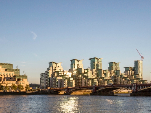 View of Vauxhall from across the River Thames, London