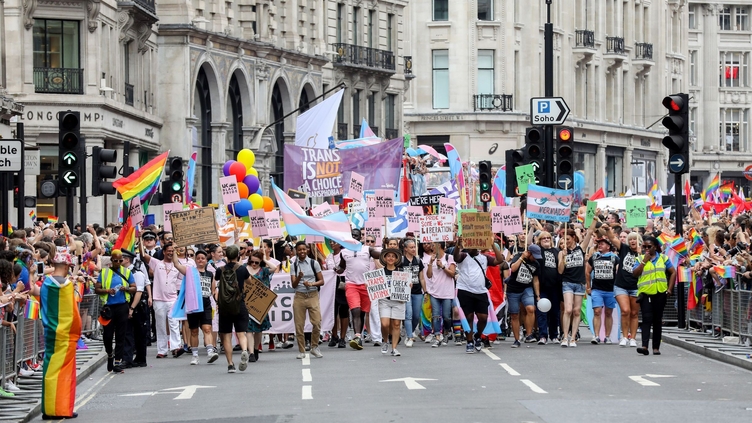 Parade goers during Pride in London in July 2019