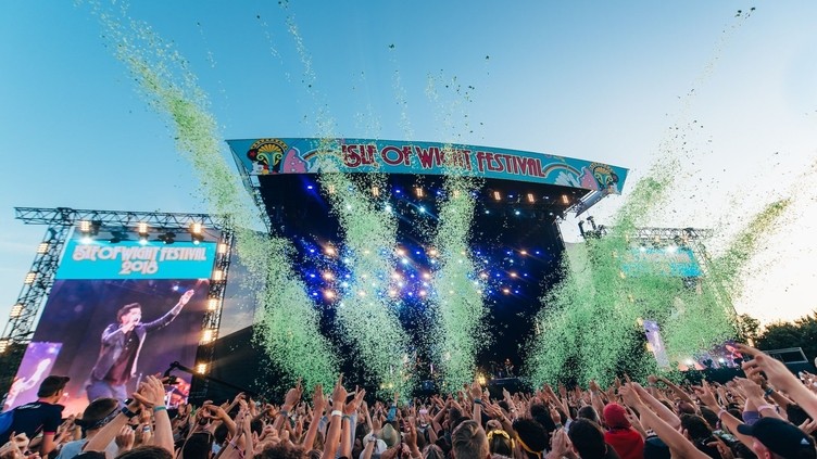 The crowd in front of the main stage at the Isle of Wight festival