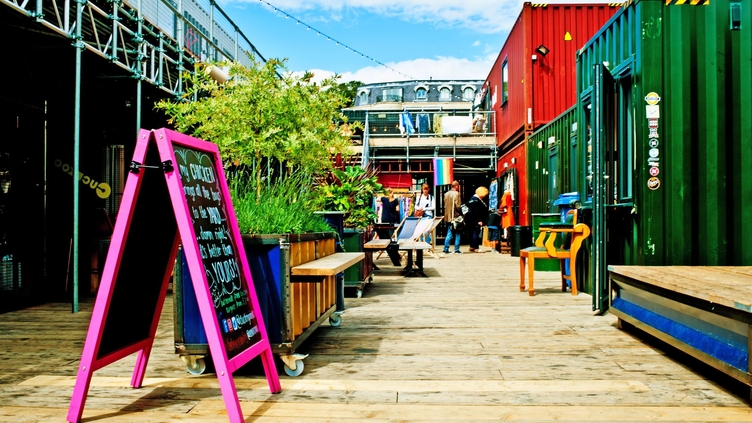 Shops housed in containers at SPARK in York