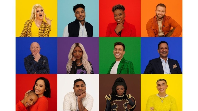 Poster showing twelve photographic portraits of people