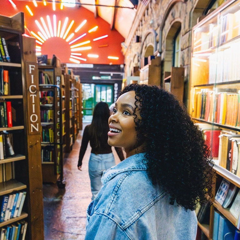 Woman exploring a bookshop